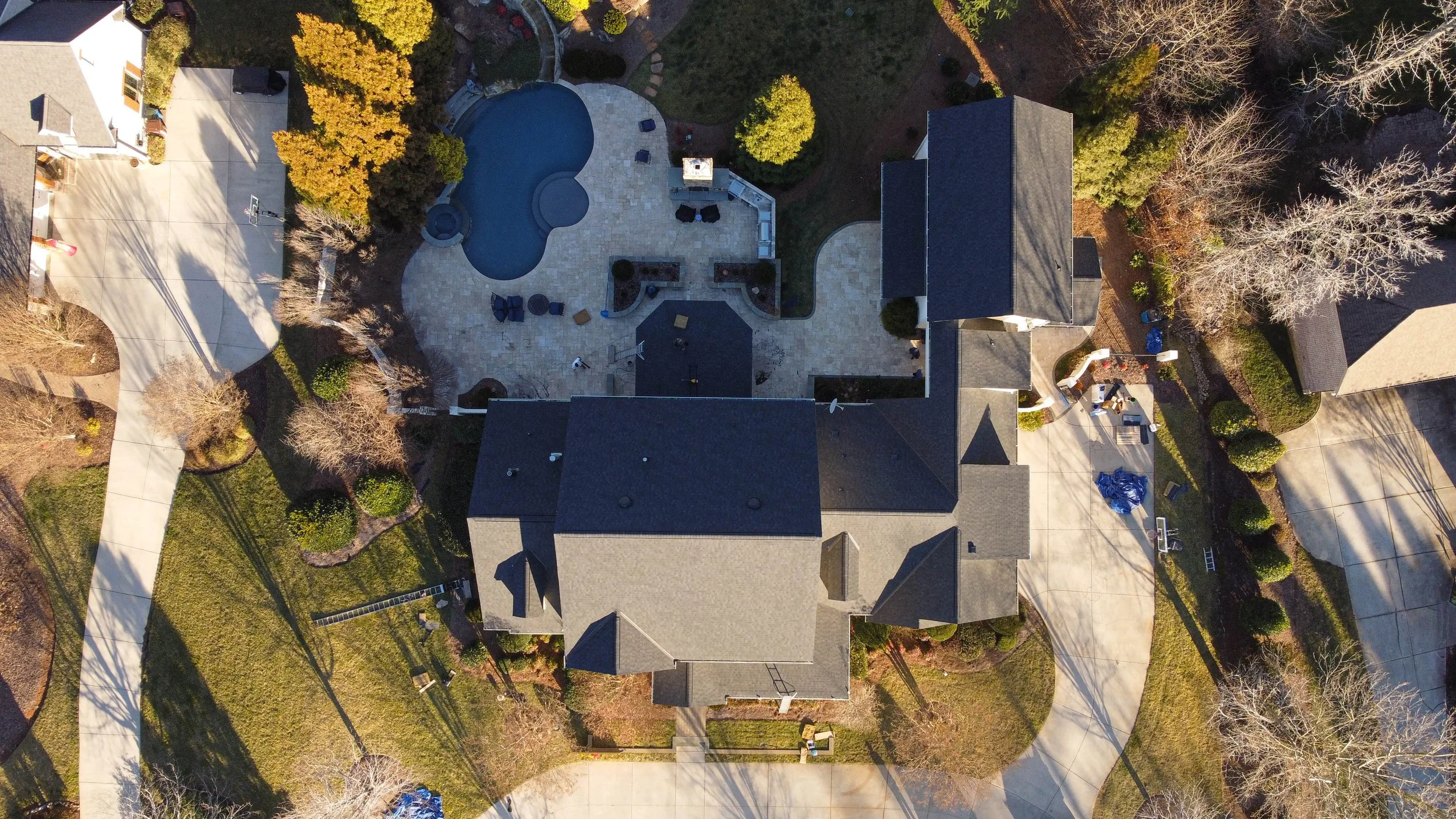 Aerial drone photo of a residential property